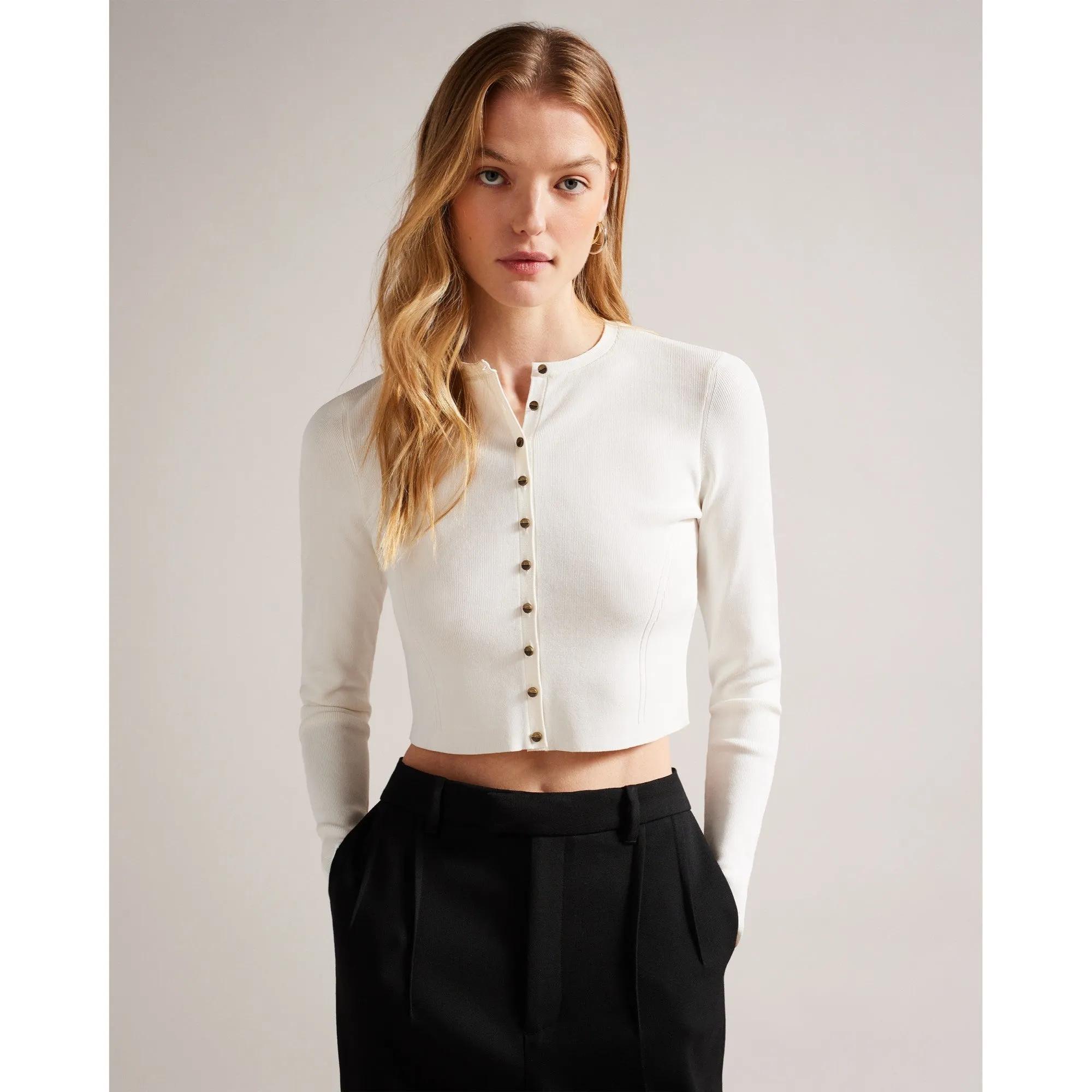 Women Wmk-Camilda-Rayon Cropped Cardigan - White