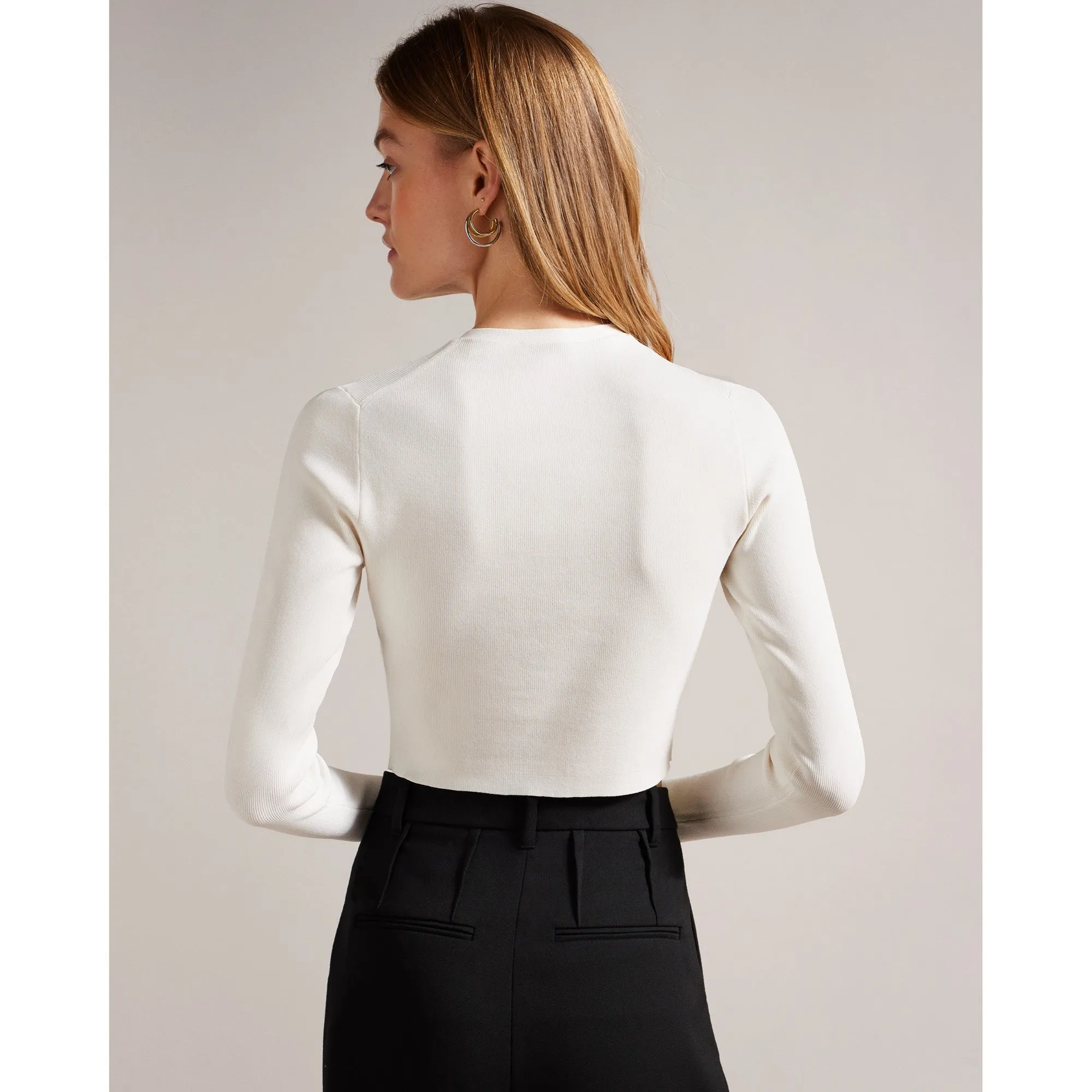 Women Wmk-Camilda-Rayon Cropped Cardigan - White
