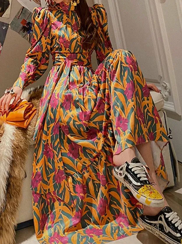 Women's Gorgeous Printed floral vintage dress