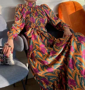 Women's Gorgeous Printed floral vintage dress
