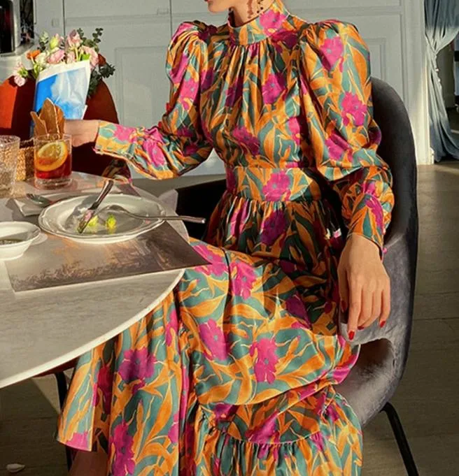 Women's Gorgeous Printed floral vintage dress