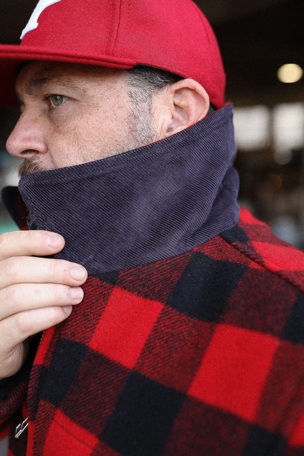 Wool Buffalo Check Hunting Jacket - Red IHW-19-RED
