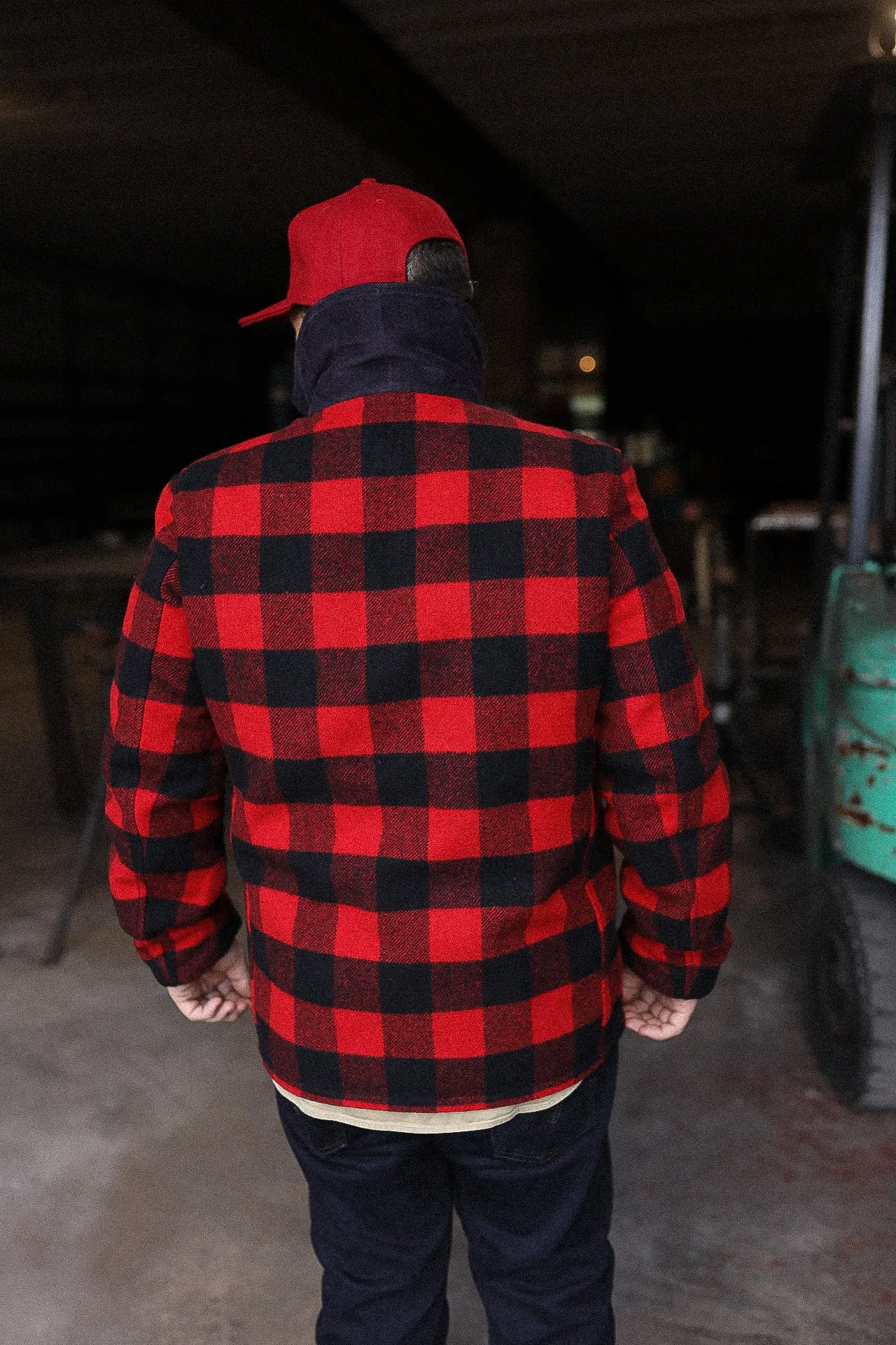 Wool Buffalo Check Hunting Jacket - Red IHW-19-RED